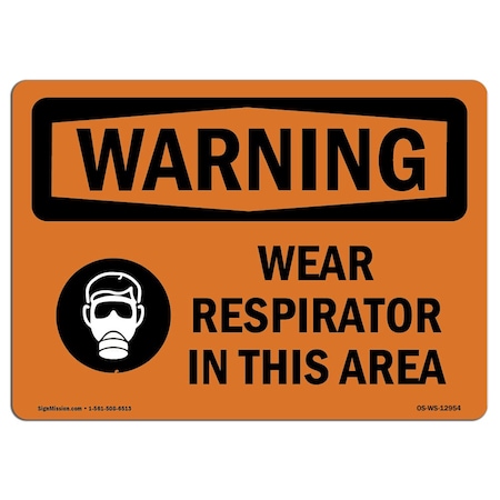 OSHA WARNING Sign, OSHA-PPE-Respirator-Sign-OWE-6570_1000.pdf, 5in X 3.5in Decal, 10PK